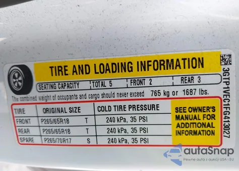 2015 GMC Sierra 1500 Slt из США, поврежденный, VIN 3GTP1VEC1FG413027